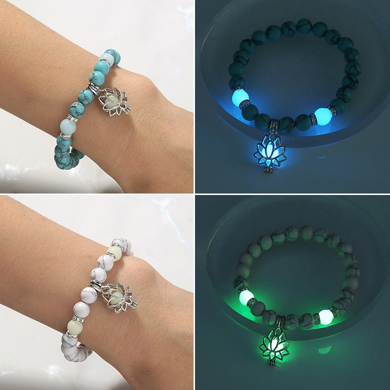 Bracelet Yoga Turquoise Fluorescent | Lotus Multicolore | Accessoire Homme Femme