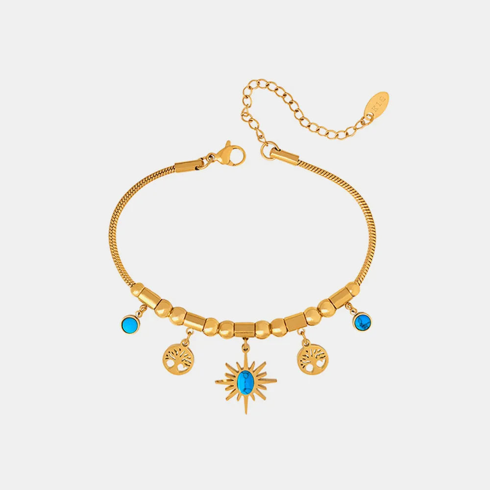 Bracelet Charme Titane Doré | Acier Inoxydable Plaqué Or | Bijou Femme