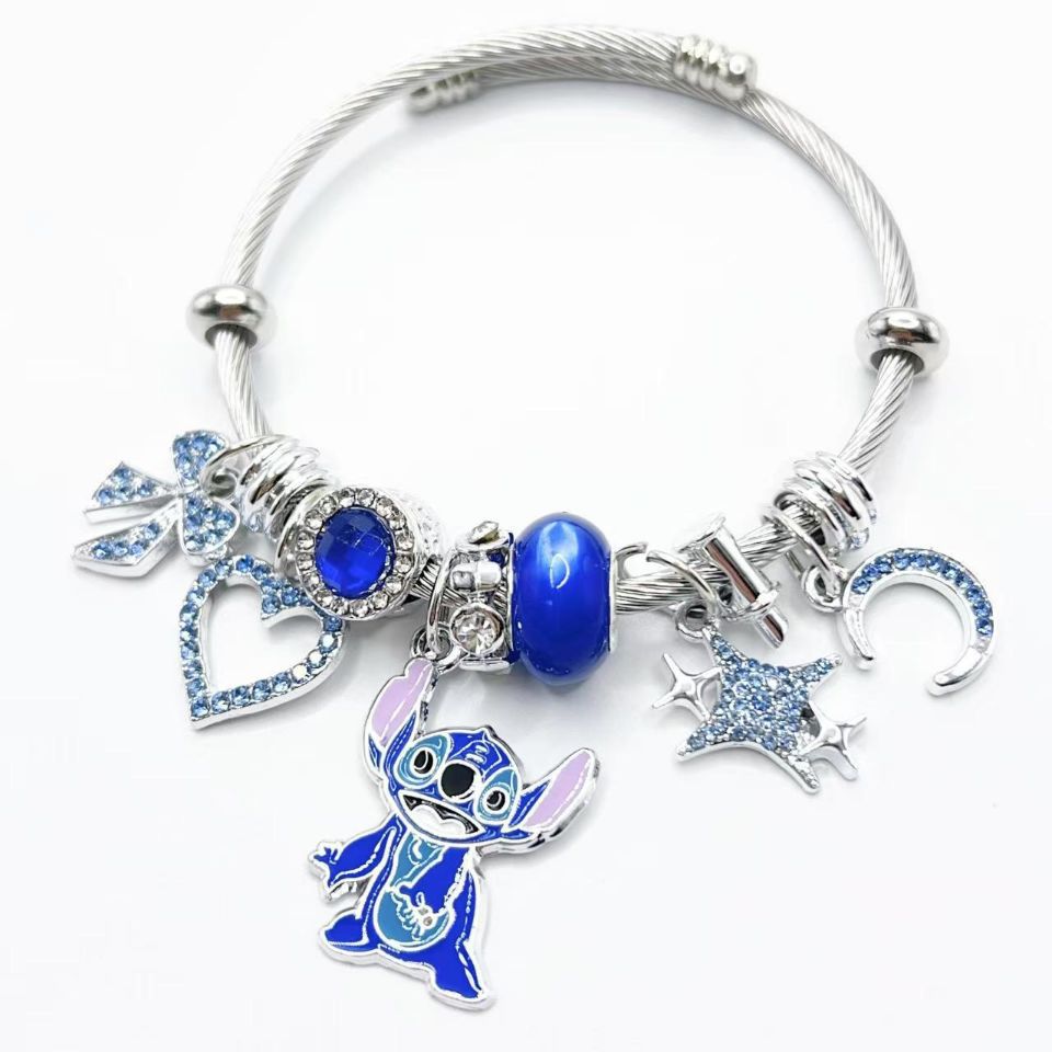 Bracelet Personnage Cartoon Stitch | Bijou Fun Tendance | Cadeau Enfant Ado