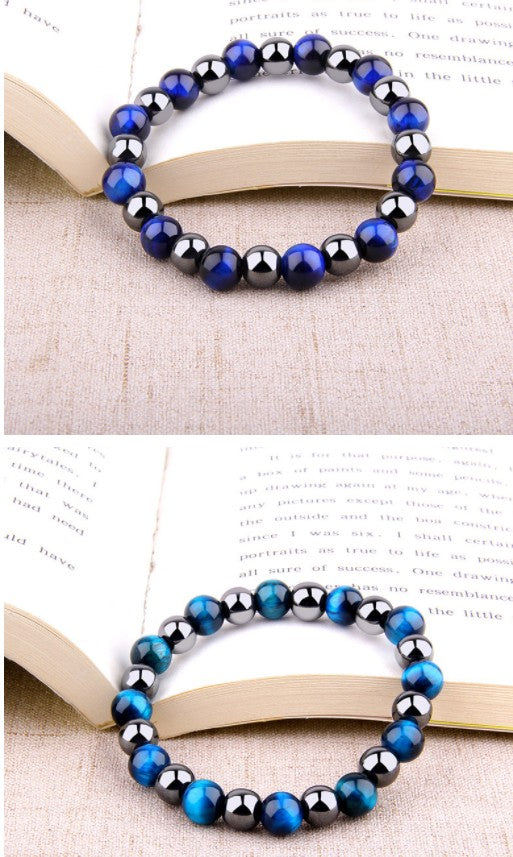 Royal Blue Tiger Eye Bracelet Men's Simple Obsidian Couple Friendship Bracelet（B200036 B200037）