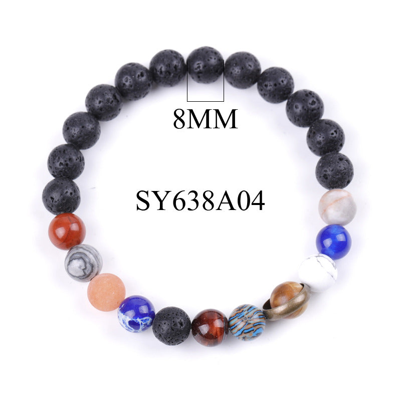 Couple Models Starry Sky Galaxy Bracelet Volcanic Stone Frosted Lapis Lazuli Blue Sandstone Bracelet Jewelry