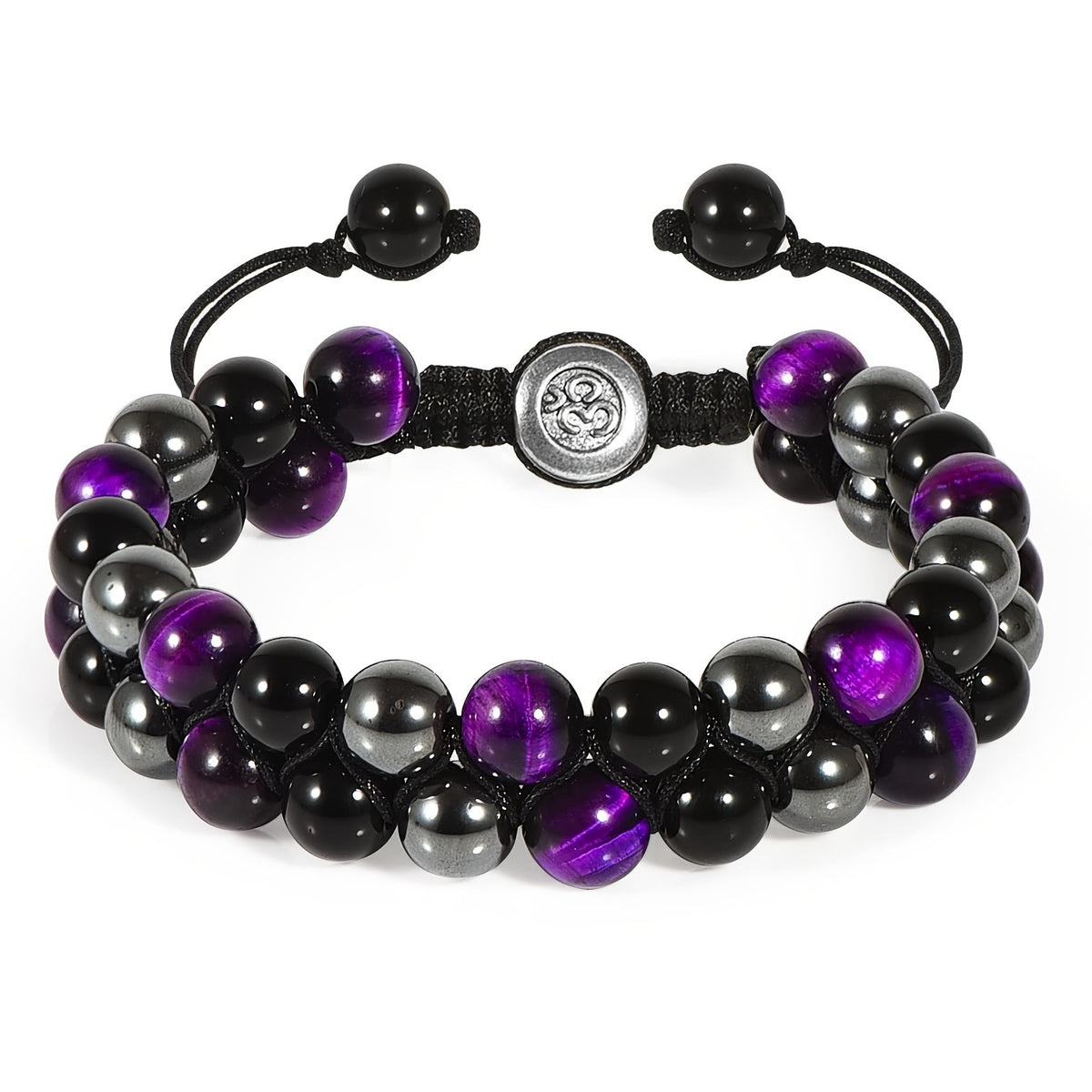 Bracelet Homme Yoga | Oeil de Tigre & Agate Noire | Magnétique Ajustable