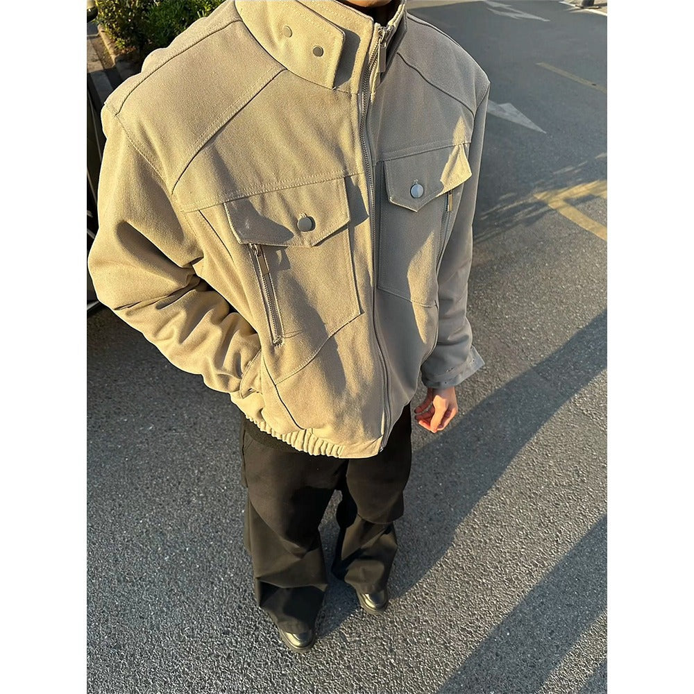 Limited Mountain Python Stand-Up Collar Jacket Unisex Clean Fit High-End Utility Coat Loose Top