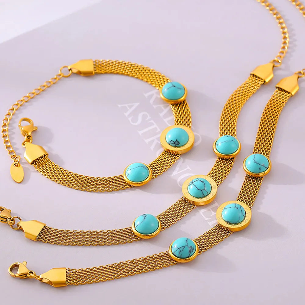 Bracelet Turquoise Acier Titane | Bijou Homme Femme Coloré | Accessoire Mode