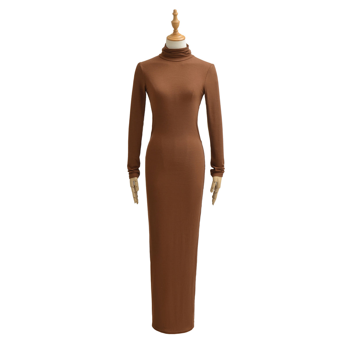 High neck long sleeved slim fit hip hugging skirt dress