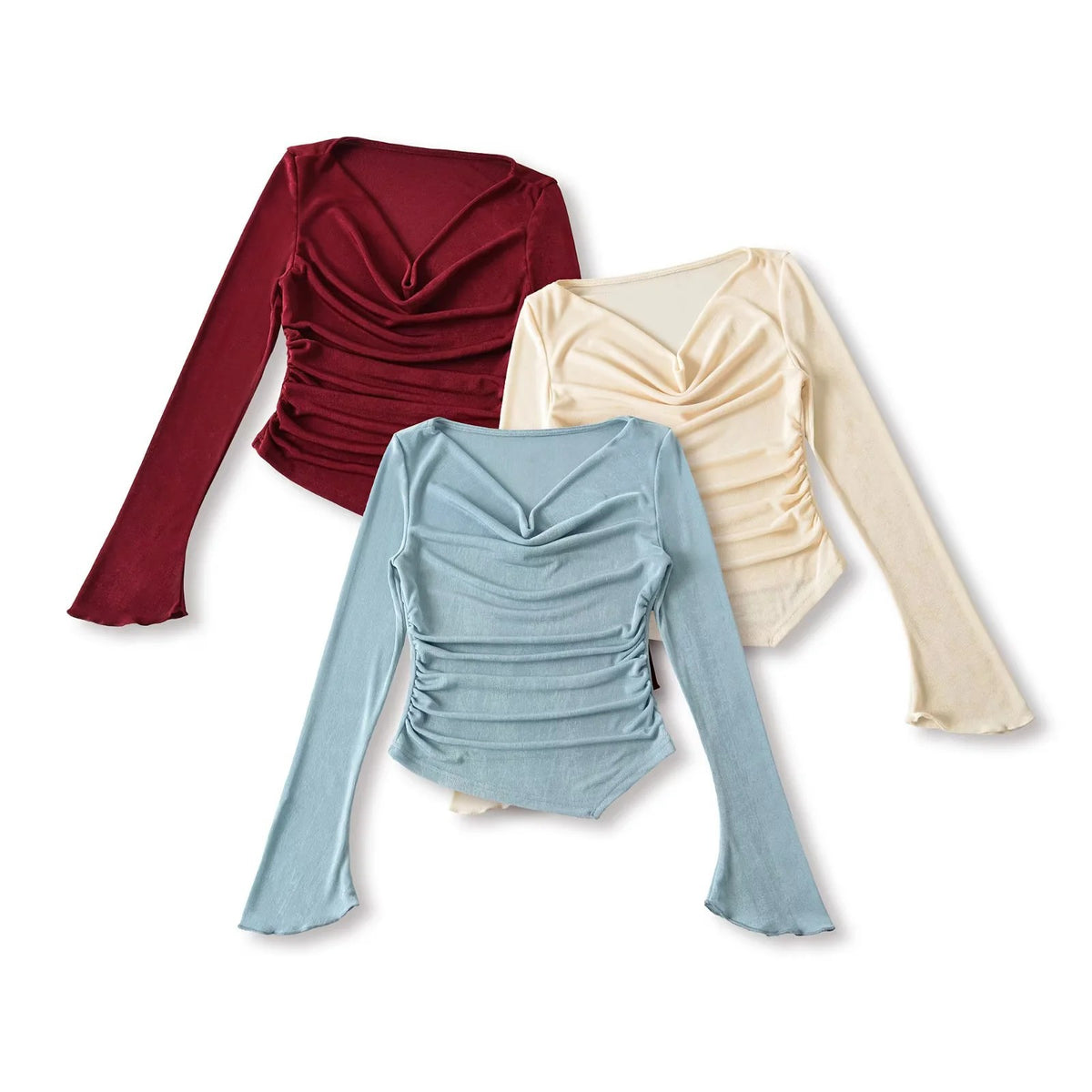Sexy Swinging Neck Long Sleeve T-shirt for Women
