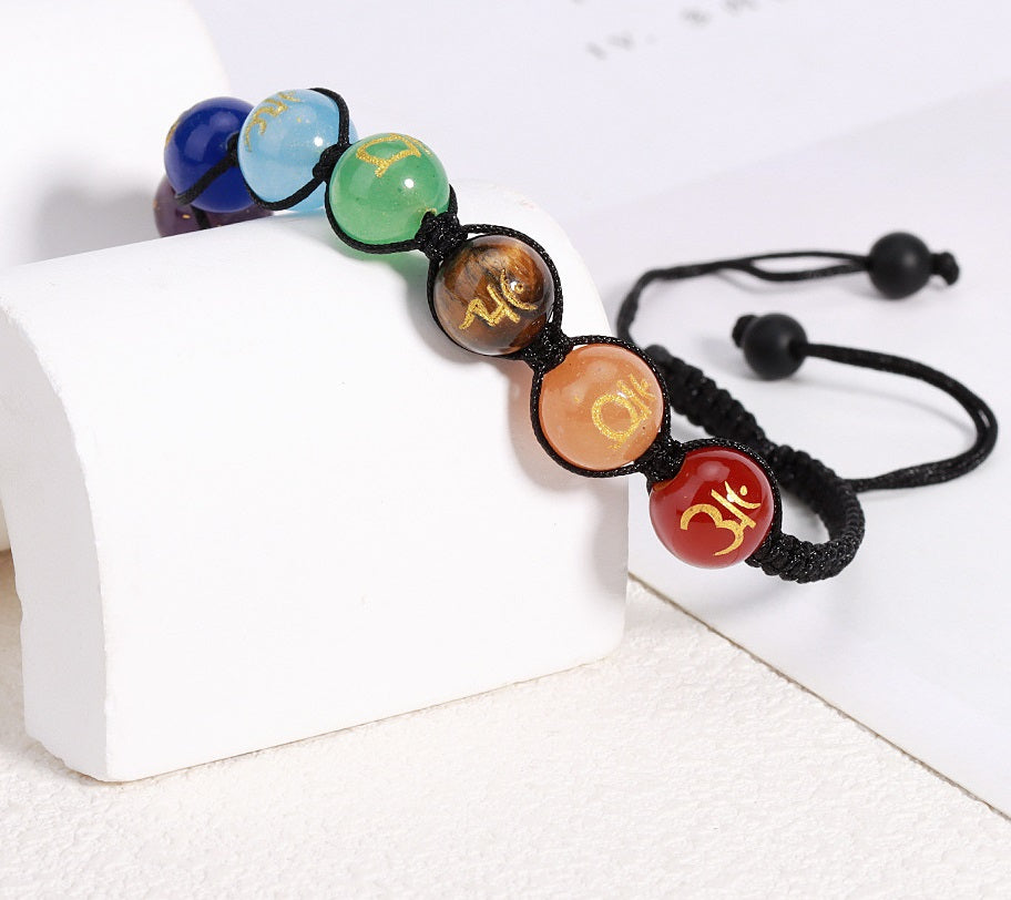 Colorful natural crystal semi precious stone bracelet braided bracelet