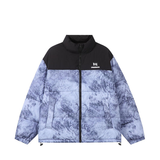 Men's Thick Camouflage Color-Block Stand-Up Collar Cotton Coat Warm Bread Jacket