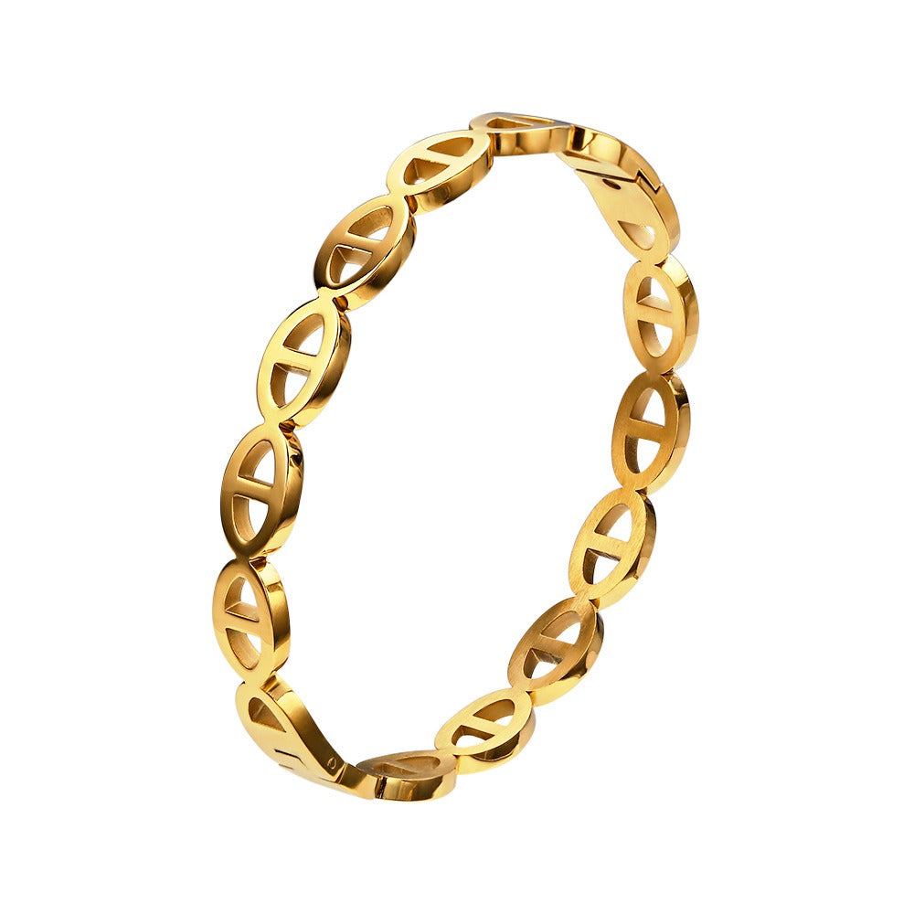 Bracelet Nez de Cochon Acier Titane | Bijou Tendance Unisexe | Accessoire Mode