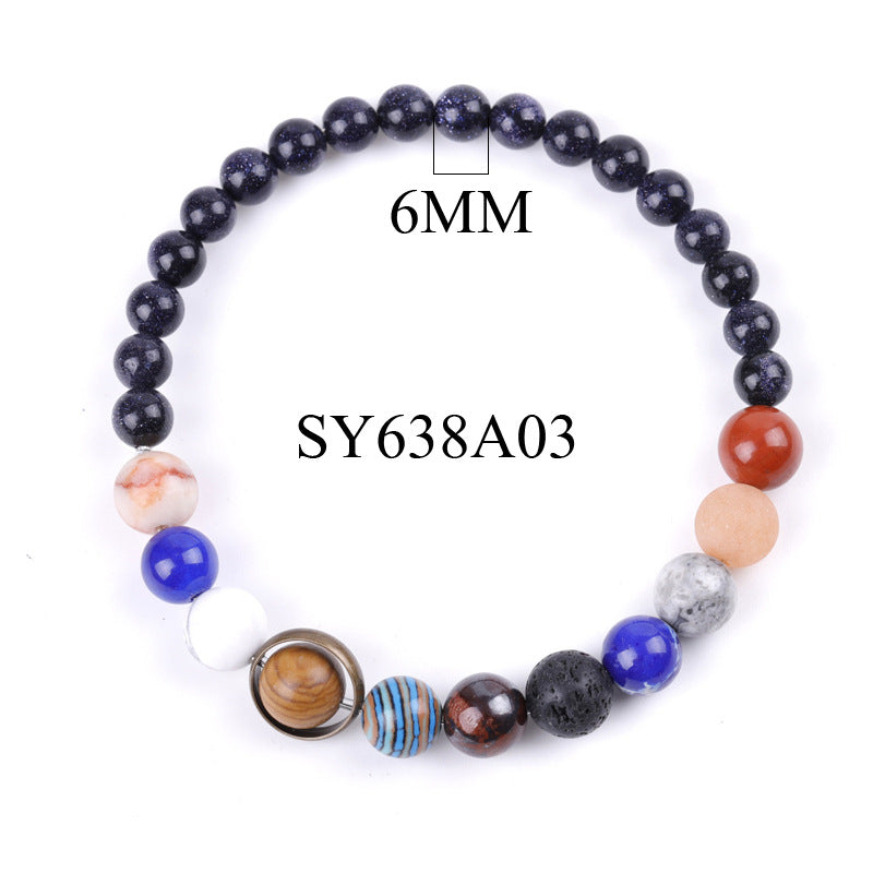 Couple Models Starry Sky Galaxy Bracelet Volcanic Stone Frosted Lapis Lazuli Blue Sandstone Bracelet Jewelry