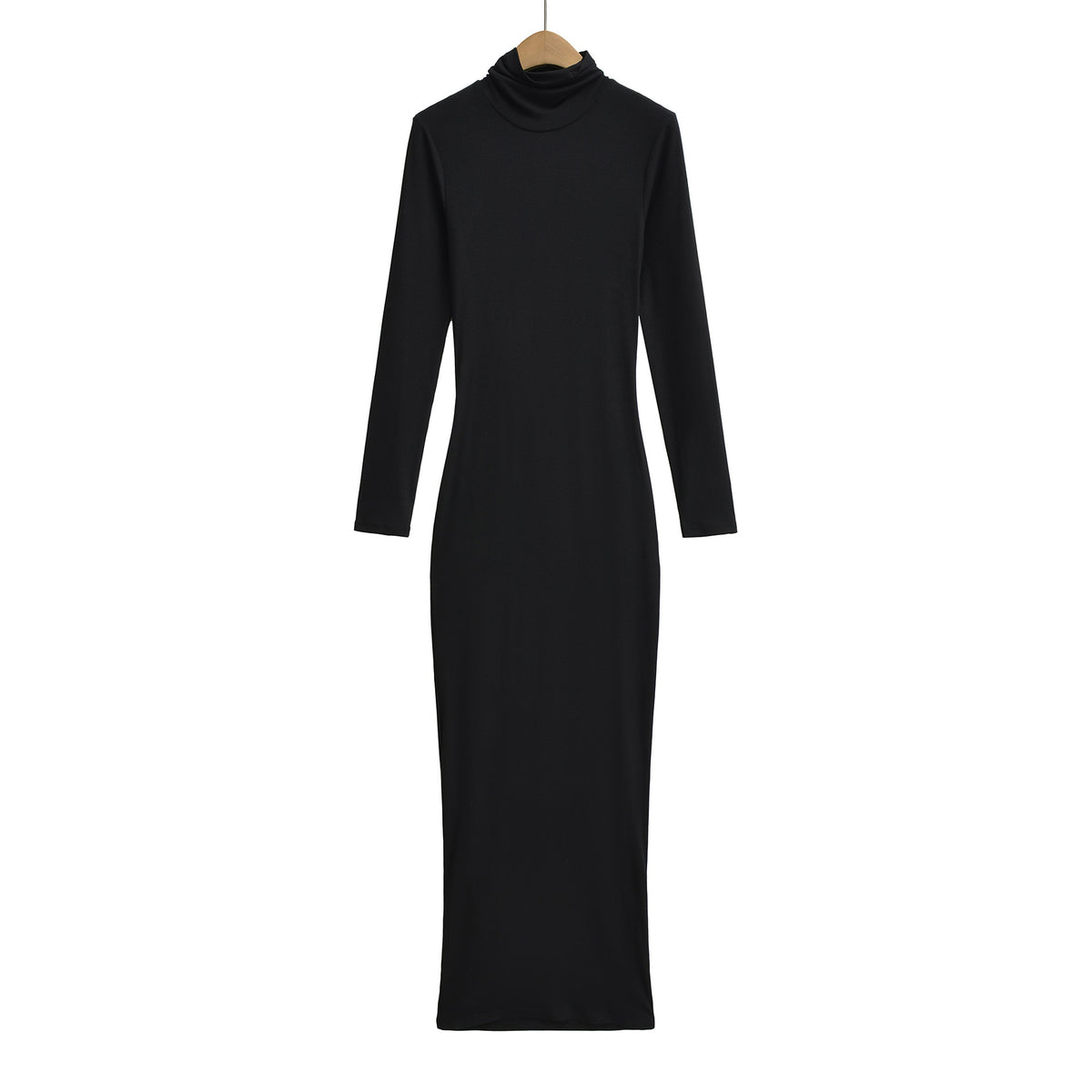 High neck long sleeved slim fit hip hugging skirt dress