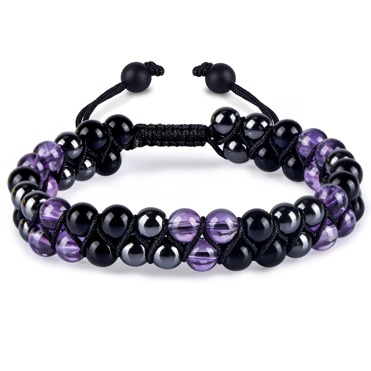 Bracelet Homme Yoga | Oeil de Tigre & Agate Noire | Magnétique Ajustable