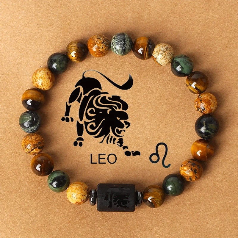 Bracelet Pierre Naturelle Oeil de Tigre | Image Zodiaque Perles | Bijou Spirituel
