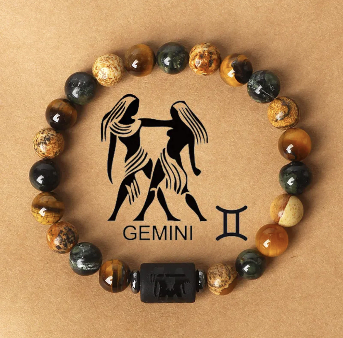 Bracelet Pierre Naturelle Oeil de Tigre | Image Zodiaque Perles | Bijou Spirituel