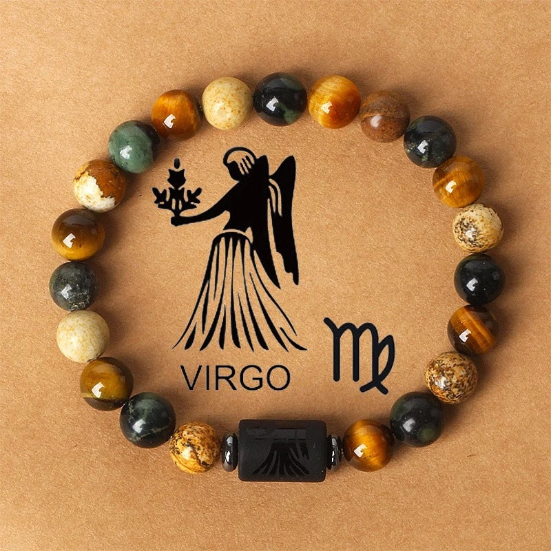 Bracelet Pierre Naturelle Oeil de Tigre | Image Zodiaque Perles | Bijou Spirituel