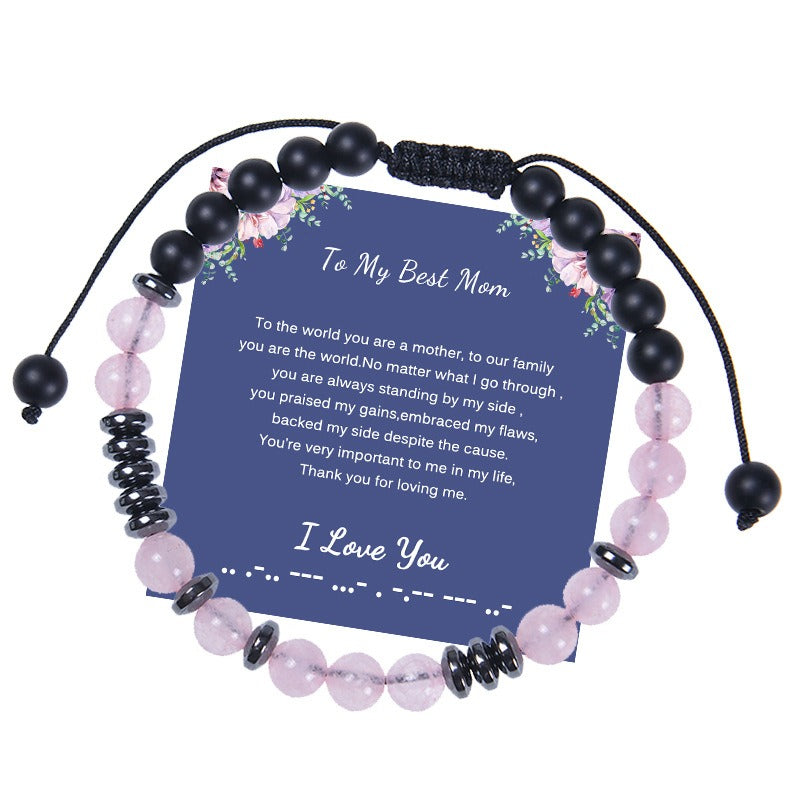 Bracelet Ma Fille | Pierre Givrée Cristal Poudre 6MM | Cadeau Personnalisé