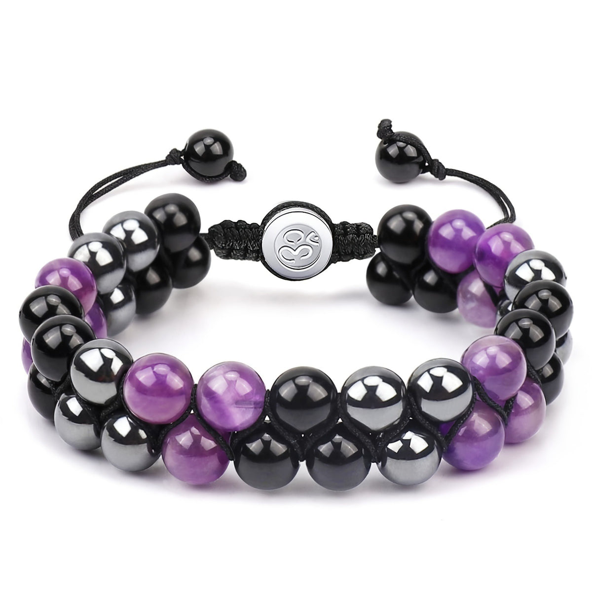 Bracelet Homme Yoga | Oeil de Tigre & Agate Noire | Magnétique Ajustable