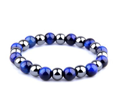 Royal Blue Tiger Eye Bracelet Men's Simple Obsidian Couple Friendship Bracelet（B200036 B200037）