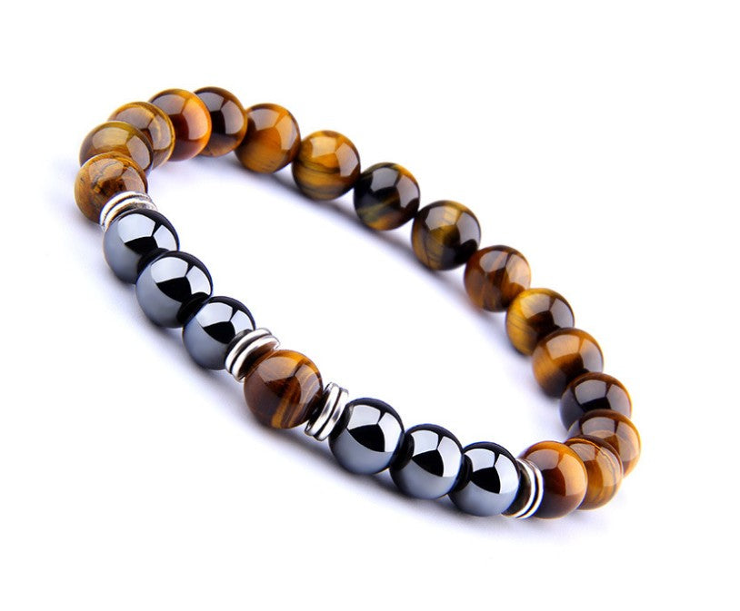 Bracelet Homme Oeil de Tigre Obsidienne 8MM | Élastique Polyvalent | Bijou Mode