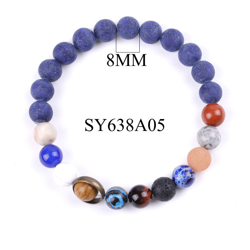 Couple Models Starry Sky Galaxy Bracelet Volcanic Stone Frosted Lapis Lazuli Blue Sandstone Bracelet Jewelry