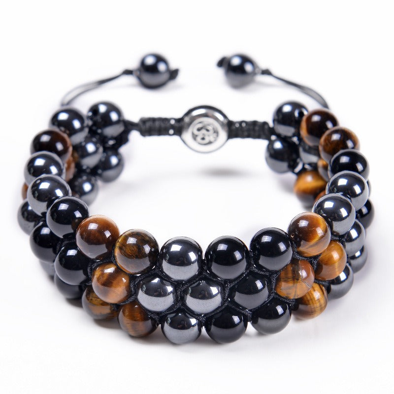 Bracelet Homme Pierre Naturelle 8MM | Oeil de Tigre Tressé Ajustable