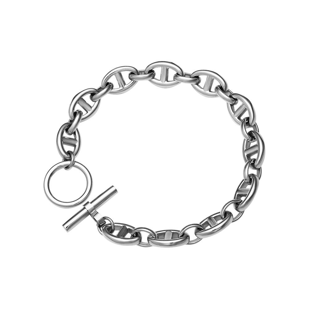 Bracelet Nez de Cochon Acier Titane | Bijou Tendance Unisexe | Accessoire Mode