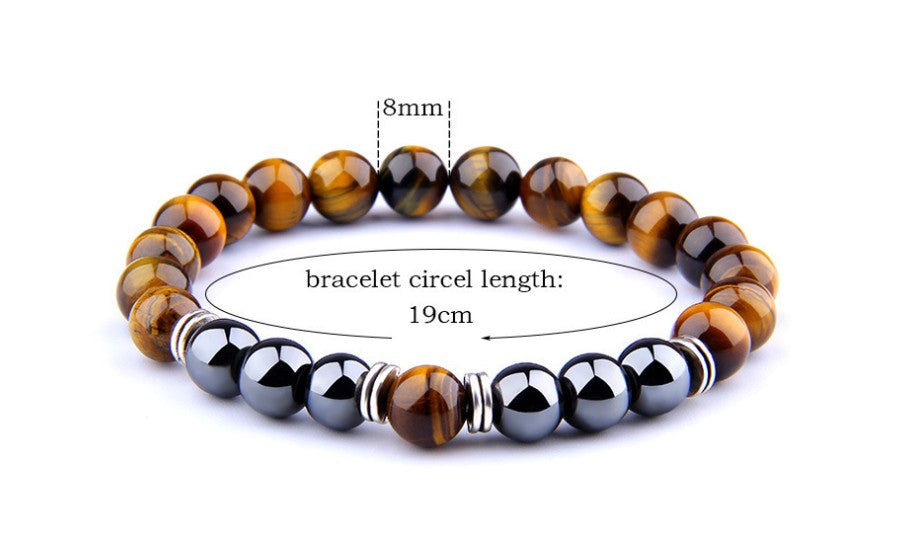 Bracelet Homme Oeil de Tigre Obsidienne 8MM | Élastique Polyvalent | Bijou Mode