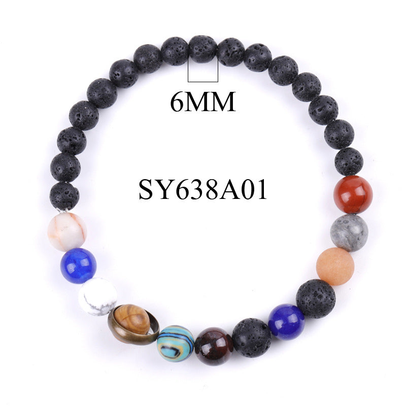 Couple Models Starry Sky Galaxy Bracelet Volcanic Stone Frosted Lapis Lazuli Blue Sandstone Bracelet Jewelry