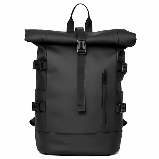 Wasserdichter Rolltop Rucksack Schwarz – Moderner Laptop & Outdoor Rucksack