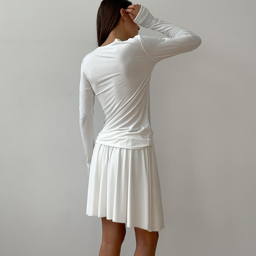 Comfortable Knit Women's Lounge Set, Slim Fit Stretch Long Sleeve Short Dress Two-Piece, Soft Skin-FriendlyAutumn/Winter