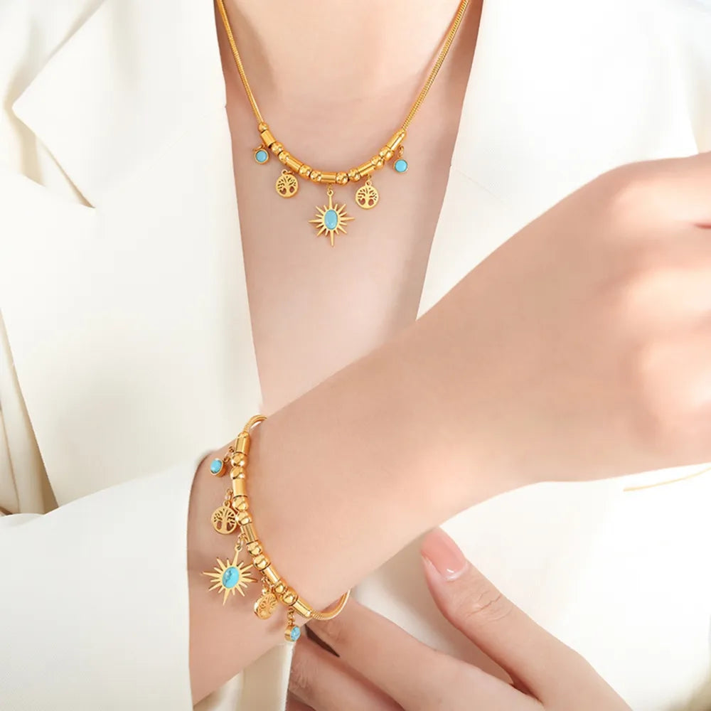 Bracelet Charme Titane Doré | Acier Inoxydable Plaqué Or | Bijou Femme