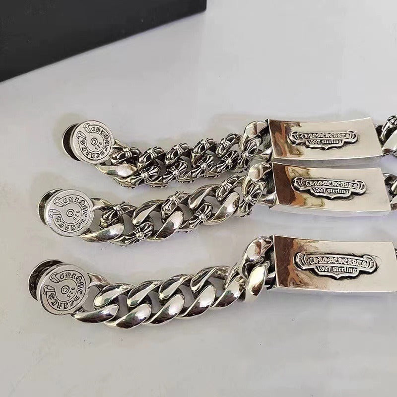 Chaoxuan Croix Vintage Sword Lobster Clasp Bracelet Long Cross Flower Men's Premium Classic Full Flower Cuban Chain