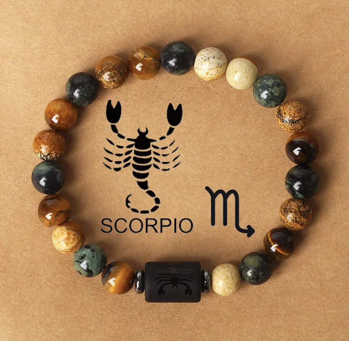 Bracelet Pierre Naturelle Oeil de Tigre | Image Zodiaque Perles | Bijou Spirituel