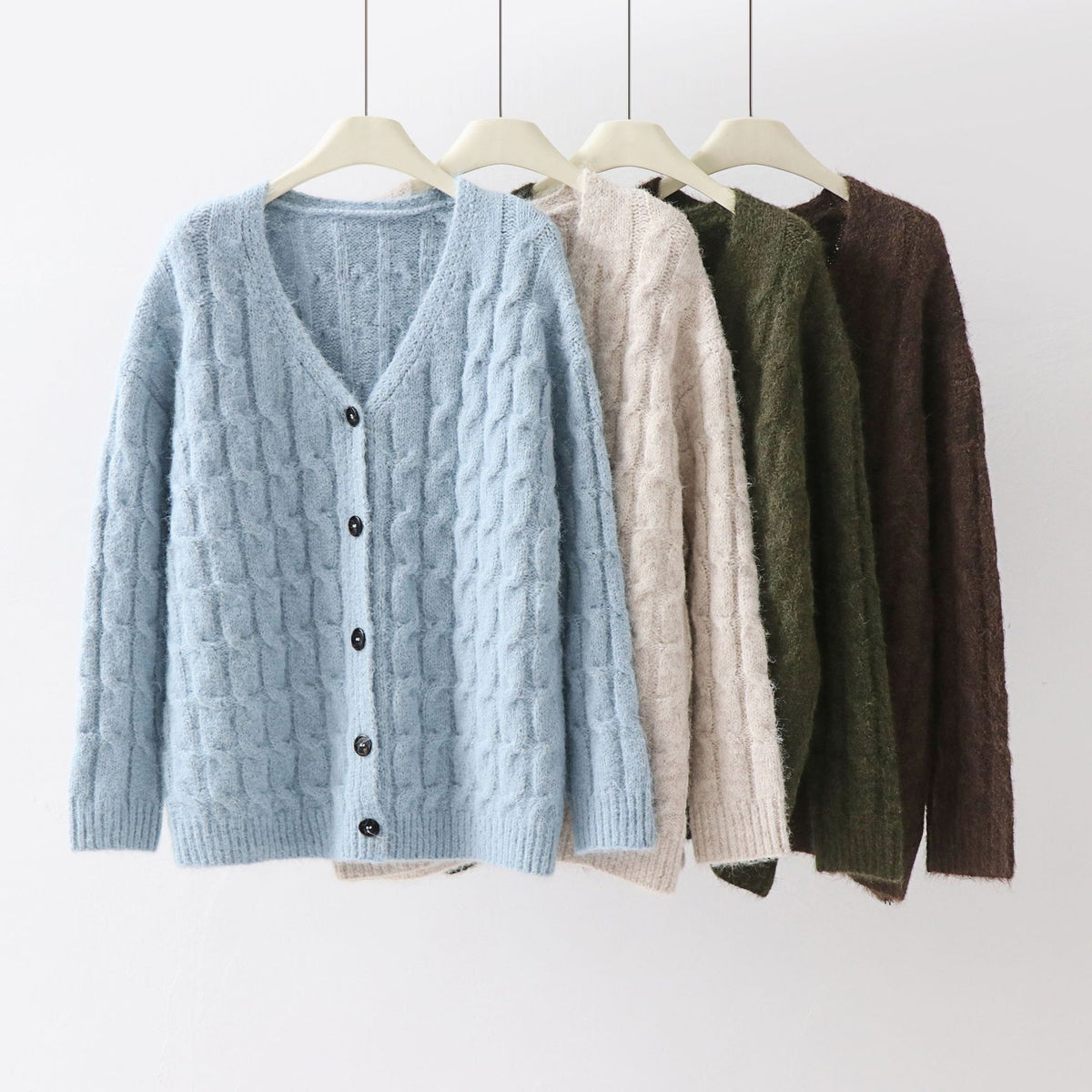 Pull Col V Boutons Femme Oversize – Couleur Unie Casual Chic