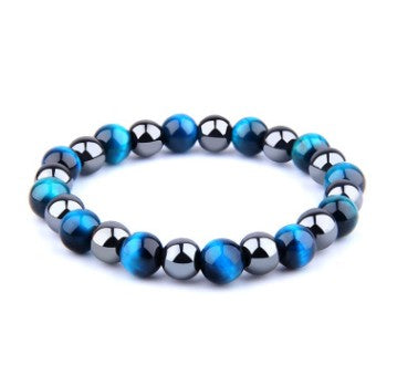 Royal Blue Tiger Eye Bracelet Men's Simple Obsidian Couple Friendship Bracelet（B200036 B200037）