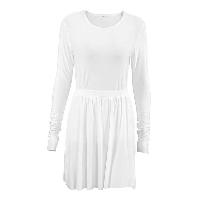 Comfortable Knit Women's Lounge Set, Slim Fit Stretch Long Sleeve Short Dress Two-Piece, Soft Skin-FriendlyAutumn/Winter