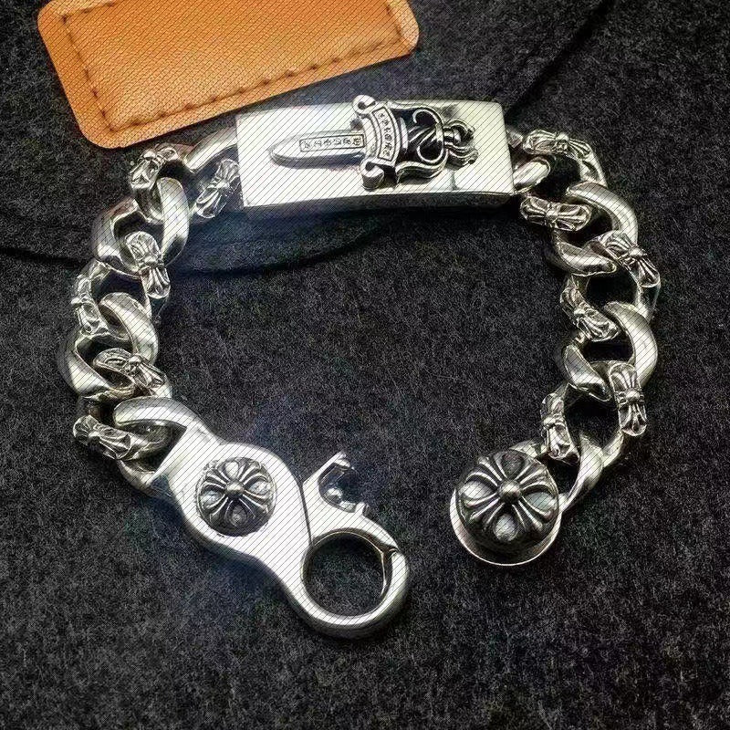 Chaoxuan Croix Vintage Sword Lobster Clasp Bracelet Long Cross Flower Men's Premium Classic Full Flower Cuban Chain