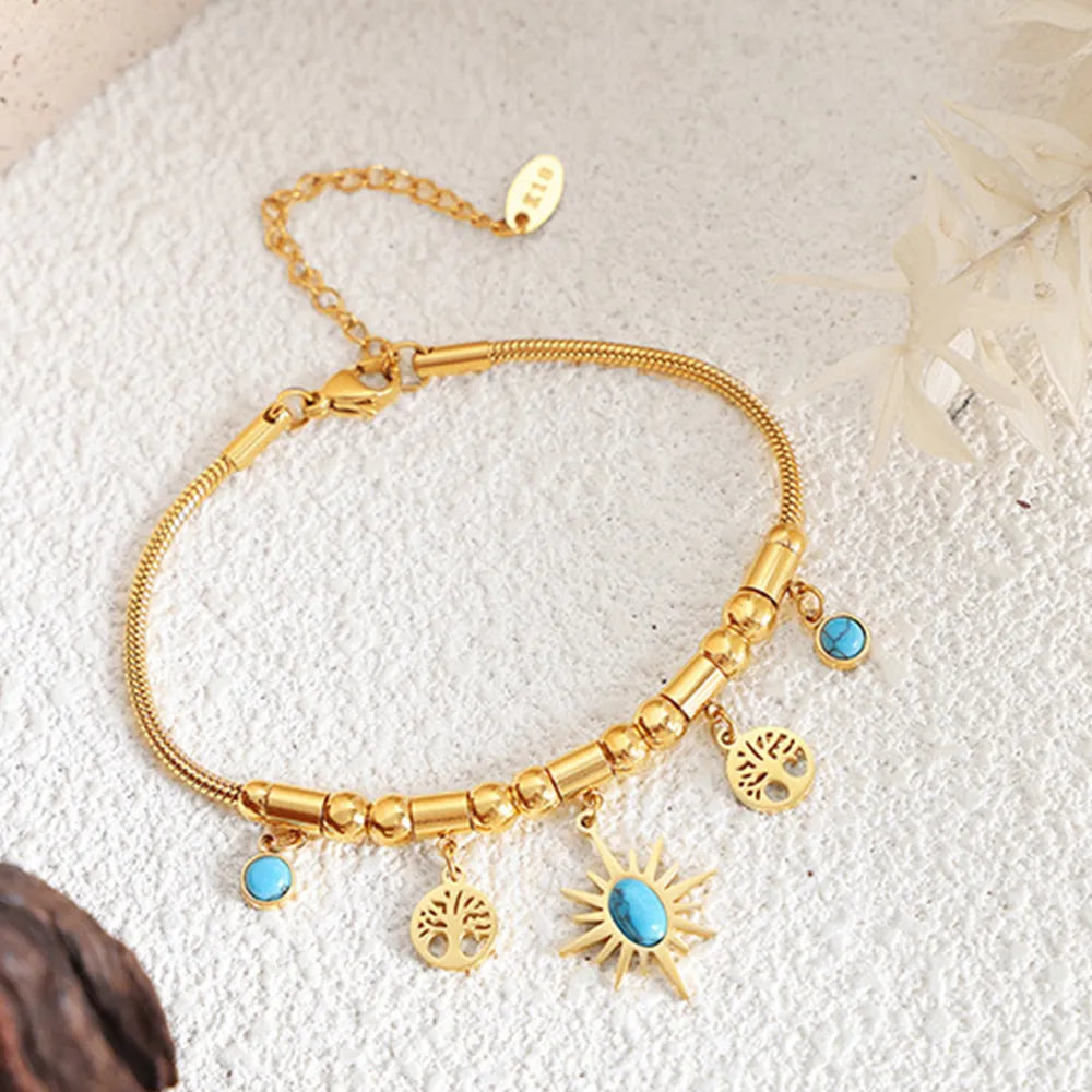 Bracelet Charme Titane Doré | Acier Inoxydable Plaqué Or | Bijou Femme