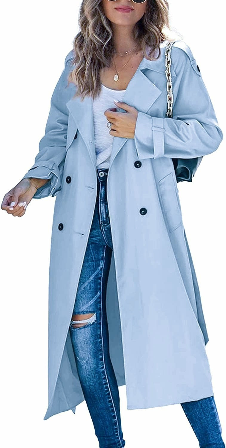 Women's Autumn/Winter Trench CoatOuterwear Long Sleeve Double-Breasted Notch Lapel Straight Fit Wool Blend Casual Wear