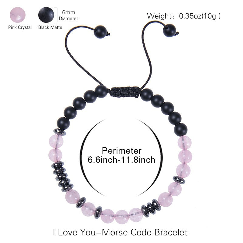 Bracelet Ma Fille | Pierre Givrée Cristal Poudre 6MM | Cadeau Personnalisé