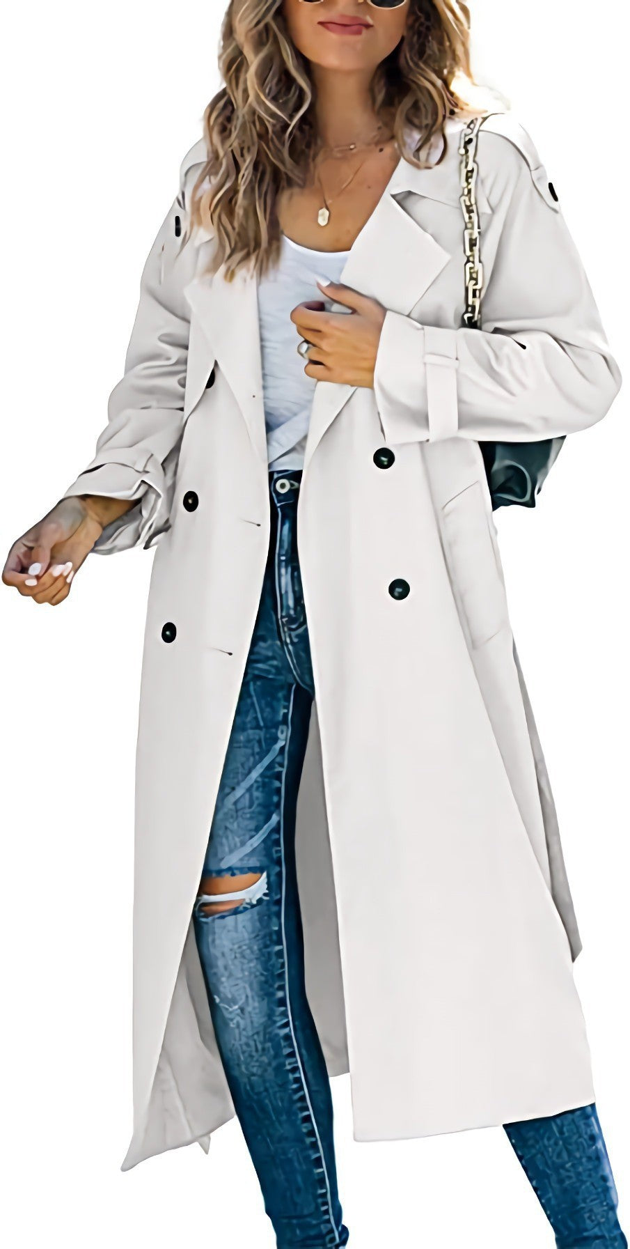 Women's Autumn/Winter Trench CoatOuterwear Long Sleeve Double-Breasted Notch Lapel Straight Fit Wool Blend Casual Wear