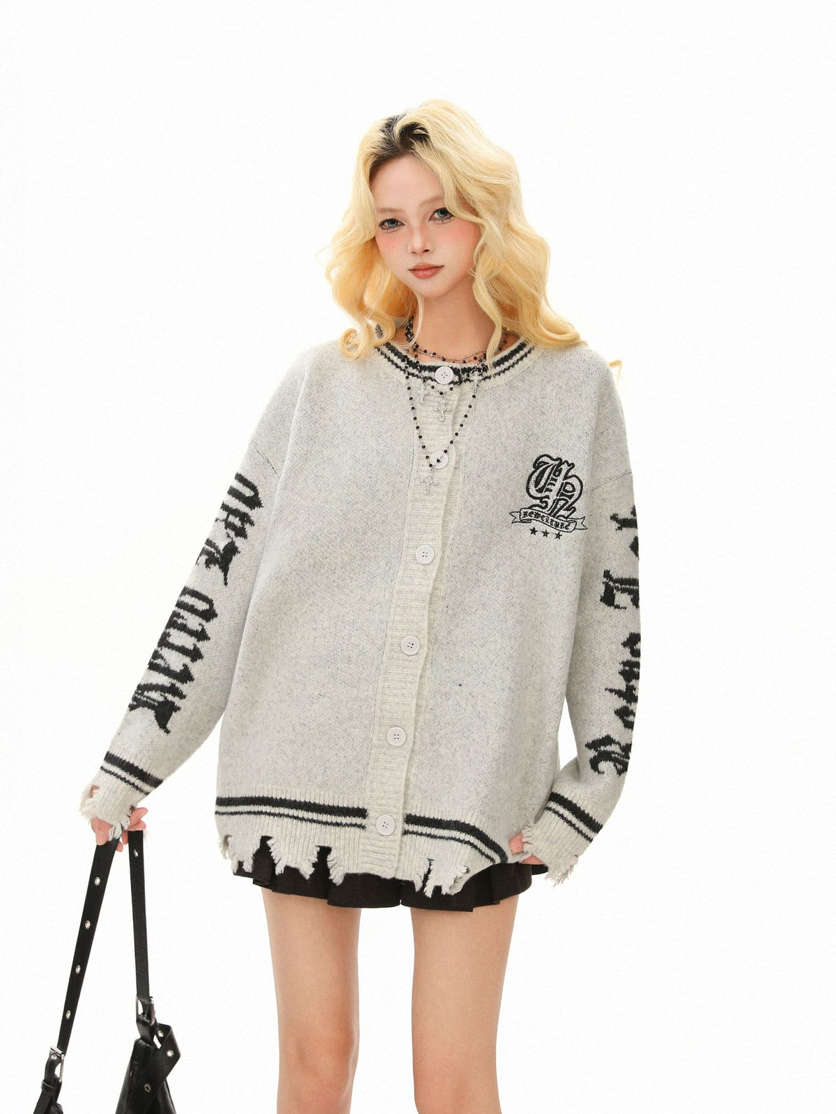 Cardigan Croisé Jacquard Homme Col Rond – Style Streetwear