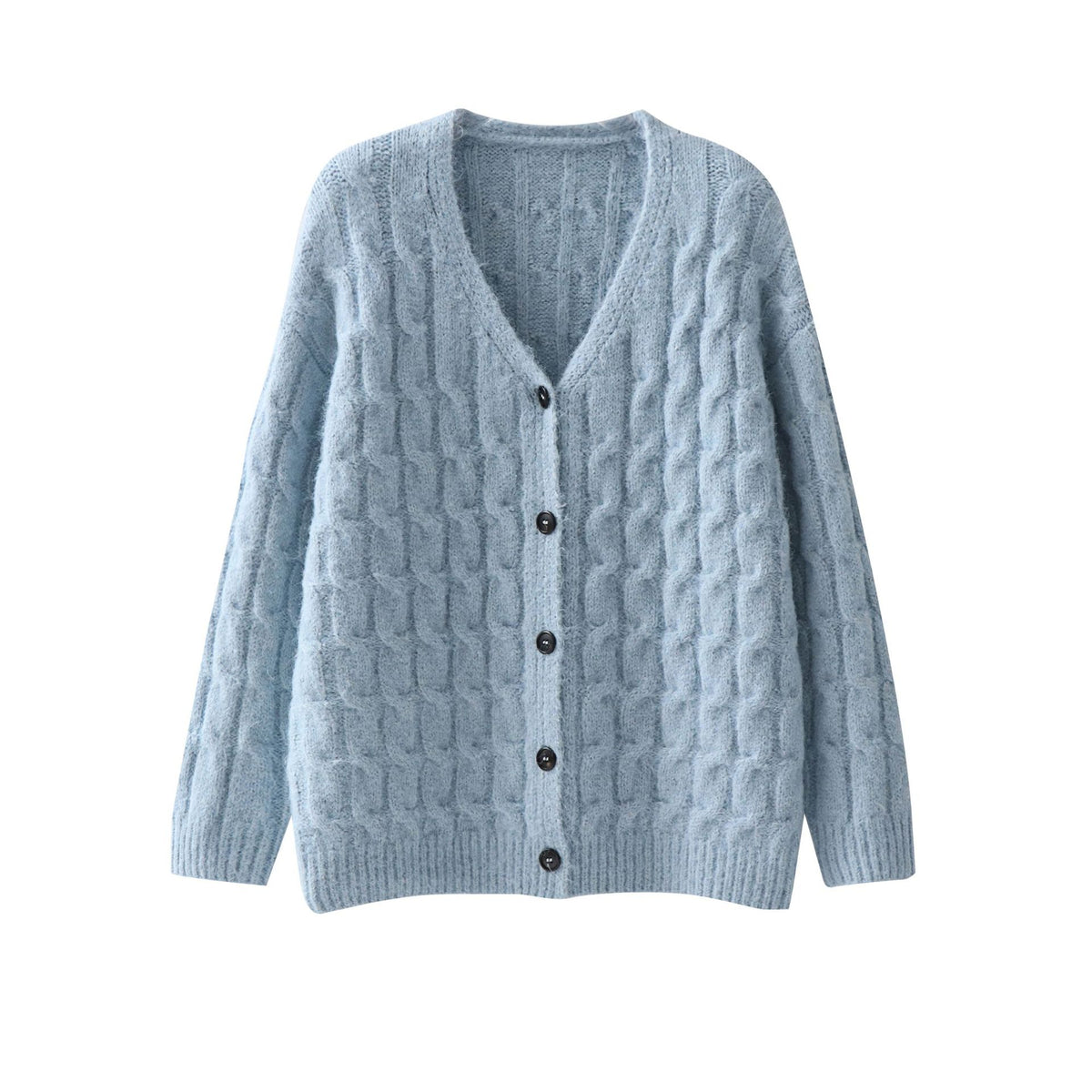 Pull Col V Boutons Femme Oversize – Couleur Unie Casual Chic