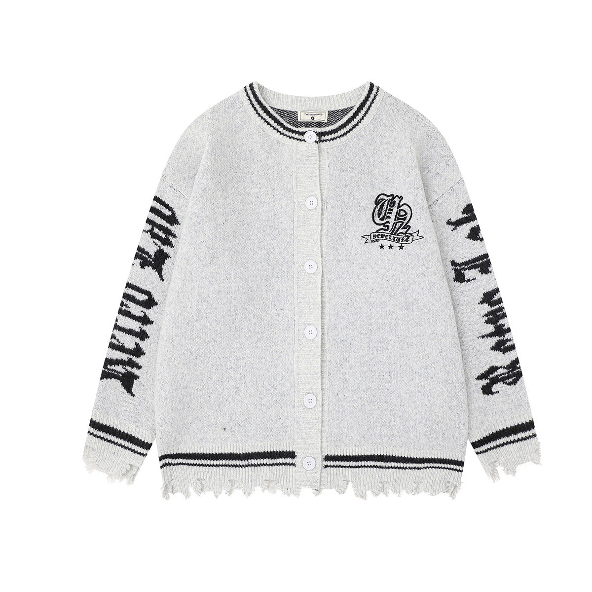 Cardigan Croisé Jacquard Homme Col Rond – Style Streetwear