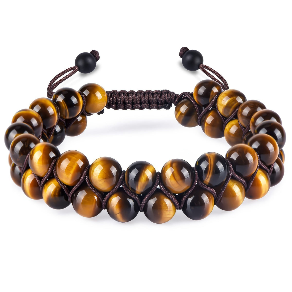 Bracelet Homme Yoga | Oeil de Tigre & Agate Noire | Magnétique Ajustable