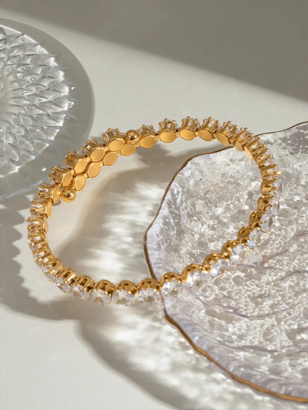 Bracelet Acier Inoxydable Incrusté Zircon | Bijou Élégant Femme | Accessoire Mode