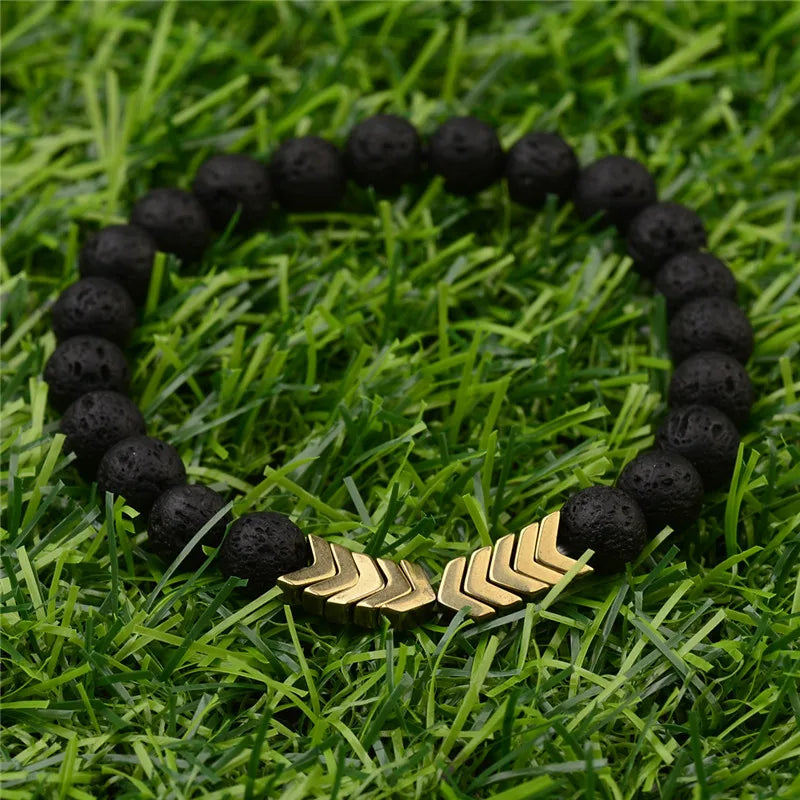 Bracelet Diffuseur Flèche Sacrée | Pierre de Lave Aromathérapie | Bijou Bien-être