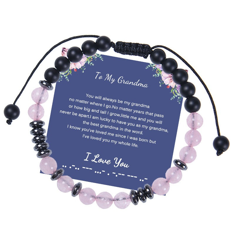 Bracelet Ma Fille | Pierre Givrée Cristal Poudre 6MM | Cadeau Personnalisé