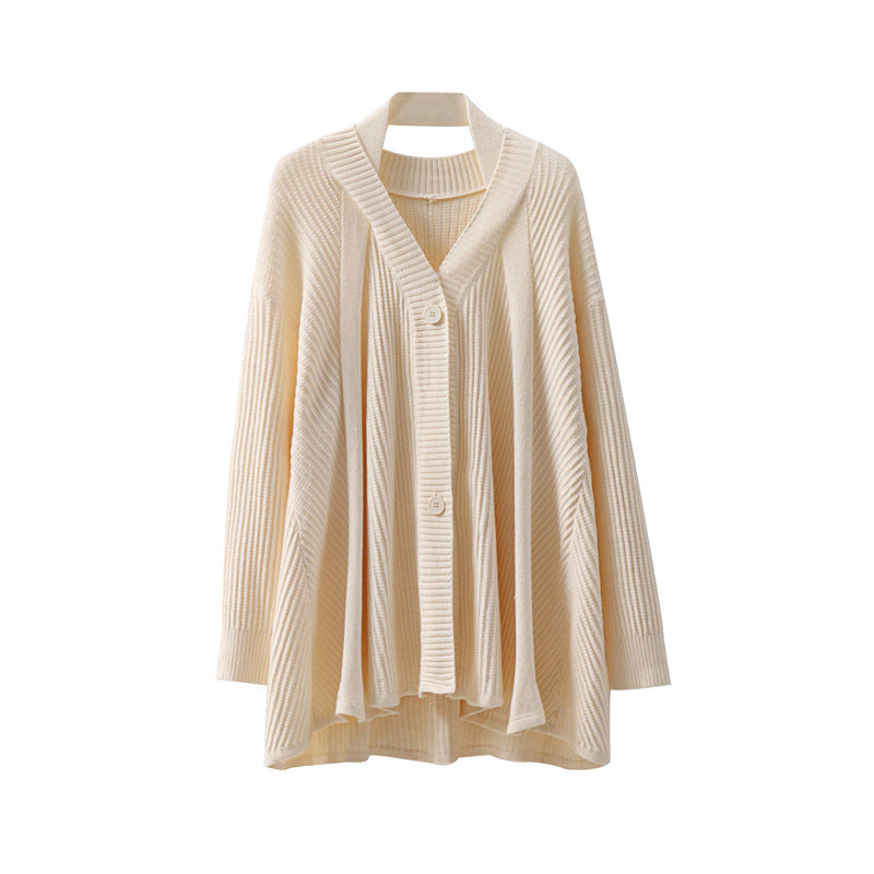Long sleeved V-neck loose top sweater
