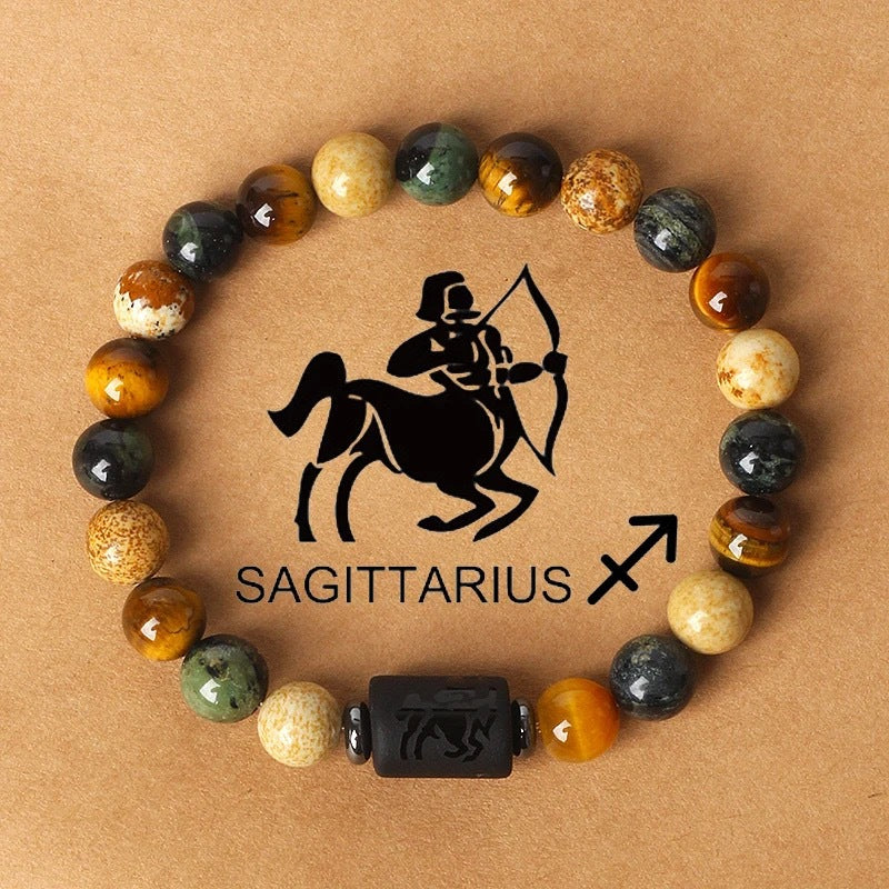 Bracelet Pierre Naturelle Oeil de Tigre | Image Zodiaque Perles | Bijou Spirituel